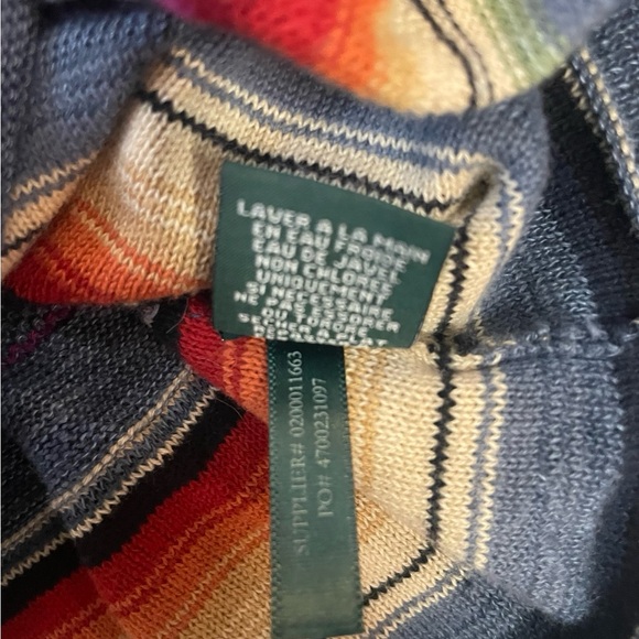 Lauren Ralph Lauren Southwest Striped Linen-Blend V-Neck Sweater - M - Picture 6 of 8